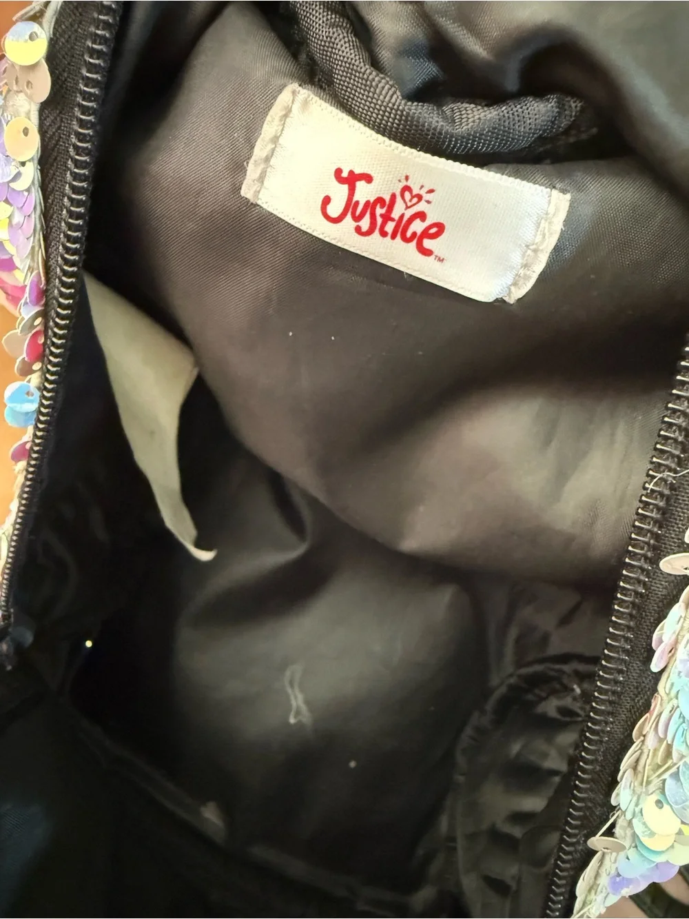 Justice Iridescent Sequin Mini Backpack with Glitter 'H' Accent
